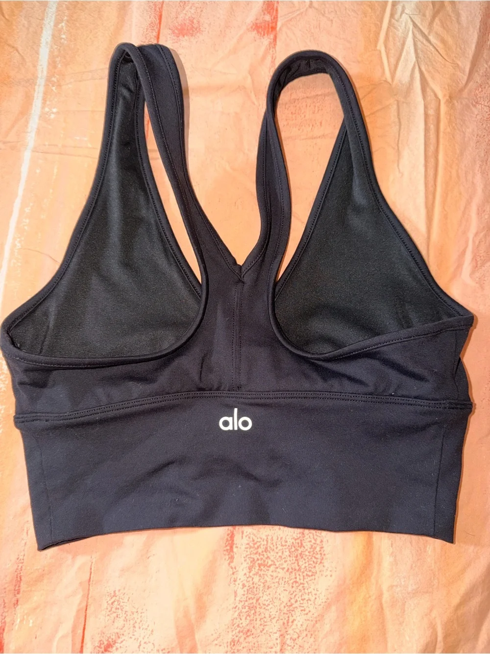 ALO Yoga Black V-Neck Ruched Sports Bra